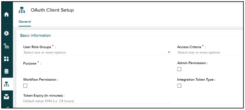 OAuth Client Setup interface allows token permission configuration